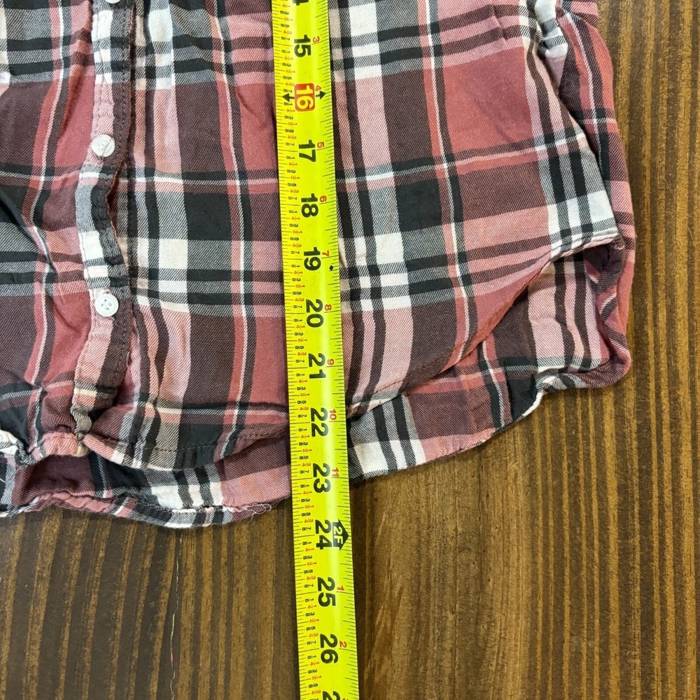 Bongo Womens Plaid Flannel Button Down Shirt Red Black White Size M - Picture 4 of 5